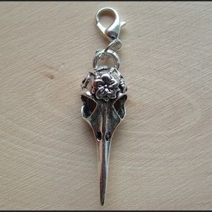 Clip On RAVEN Bird skull charms planner zipper pull clipon